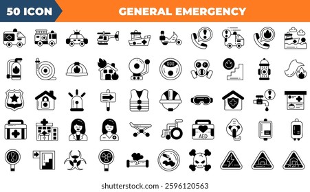 General emergency icon set. Containing medicine, hospital, doctor,and more. Duotone vector icons collection.