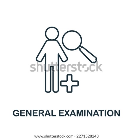 General Examination line icon. Outline element sign from body ache collection. General Examination icon sign for web design, infographics and more.