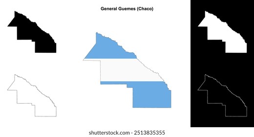 General Guemes department (Chaco) outline map set