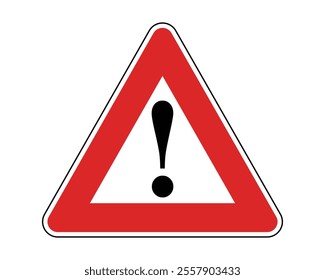 General Hazard Warning Road Sign Featuring a Triangular Shape with Red Border and Black Exclamation Mark, Indicating Potential Unspecified Dangers, Available as a Vector File