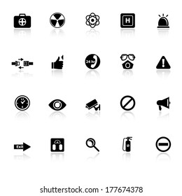 General health care icons with reflect on white background, stock vector