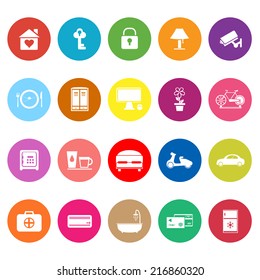 General home stay flat icons on white background, stock vector