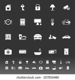 General home stay icons on gray background, stock vector