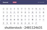 General icon set. Essential UI Icons Set in Line Style. The set consists of essential and commonly-used icons that every UI designer needs.