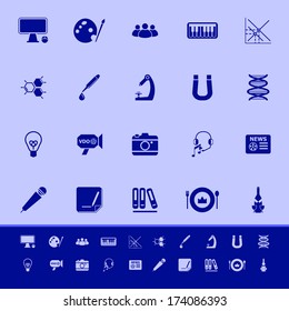 General learning color icons on blue background, stock vector