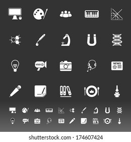 General learning icons on gray background, stock vector