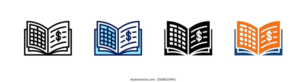 Allgemeines Buch Alles in einem Symbol Multi Styles Vektor-Set