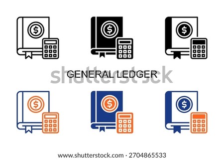 General Ledger Icon Multi Style Vector Illustration