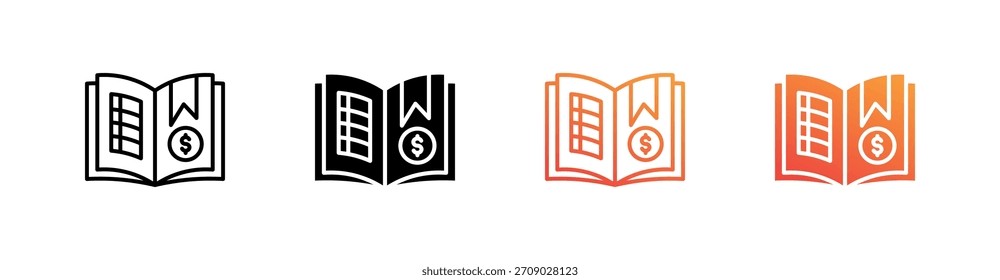 Vector de conjunto de iconos de estilos múltiples de General Ledger