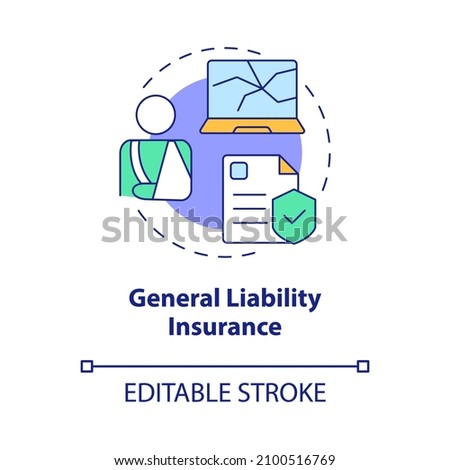 General liability insurance concept icon. Corporate insurance abstract idea thin line illustration. Isolated outline drawing. Editable stroke. Roboto-Medium, Myriad Pro-Bold fonts used