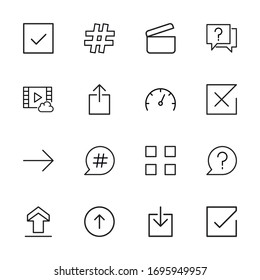 conjunto de iconos de línea general. Elementos vectoriales de trazo para el diseño moderno. Pictogramas simples para concepto móvil y aplicaciones web. Iconos de línea de vectores aislados en un fondo blanco. 
