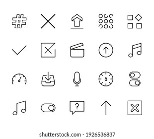 Allgemeine Zeilensymbole gesetzt. Schlagt Vektorelemente für trendiges Design. Einfache Piktogramme für mobile Konzepte und Web-Apps. Vektorliniensymbole einzeln auf weißem Hintergrund.