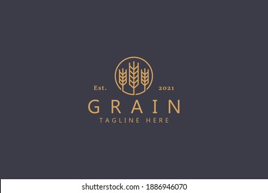 General Logo Universal Farm Field Wheat Or Grain on The Circle. Retro Badge Graphic Identity Template Design.