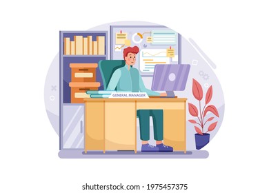 General Manager Illustration concept. Flat illustration isolated on white background.