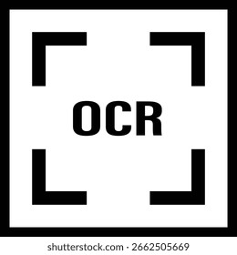 icono general de OCR. signo de reconocimiento óptico de caracteres. Logotipo de OCR. estilo plano.