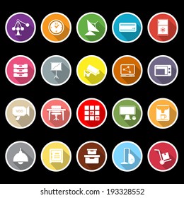 General office icons with long shadow, stock vector