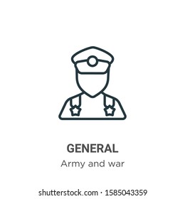 General outline vector icon. Thin line black general icon, flat vector simple element illustration from editable army and war concept isolated on white background