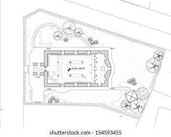 General plan showing a church and it's yard