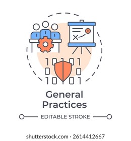 General practices multi color concept icon. Software development, source code. Planning, strategy. Round shape line illustration. Abstract idea. Graphic design. Easy to use in blog post