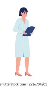 General practitioner with clipboard semi flat color vector character. Editable figure. Full body person on white. Healthcare simple cartoon style illustration for web graphic design and animation