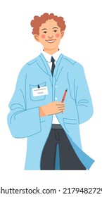 General practitioner, doctor or therapist, isolated male character working in clinics or hospitals. Medical worker and health care, diagnostics or scientific staff in lab. Vector in flat style