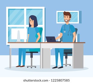 general practitioners in consulting room