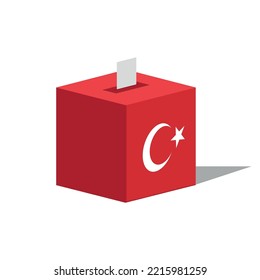 General and Presidential elections in Turkey 2023. (Turkish Translate on the Image: Turkey's Presidental Elections 2023) Ballot Box and Turkish Flag Symbol.