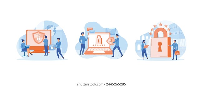 General privacy regulation for protection of personal data. Personal information control and security. General rules for data protection GDPR. Set flat vector modern illustration