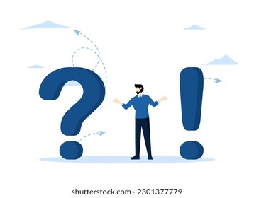 general question concept illustration of exclamation mark and question mark, metaphorical question answer vector, Flat vector illustration on a white background