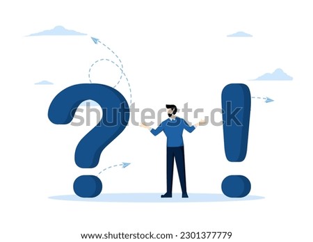 general question concept illustration of exclamation mark and question mark, metaphorical question answer vector, Flat vector illustration on a white background