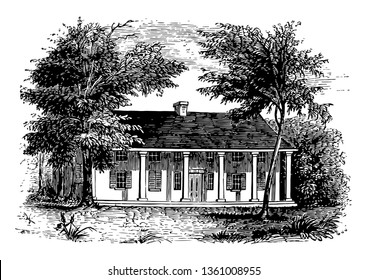 General Schuylers house built in 1777 , occupied by the British army during American Revolutionary war  vintage line drawing. svg