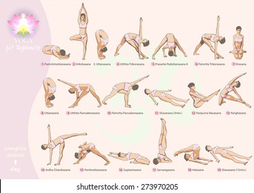 General set of exercises common exercise program yoga complex for beginners,1 day