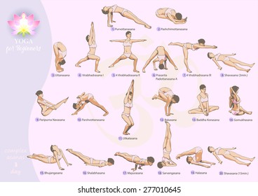 General set of exercises common exercise program yoga complex for beginners-3 day