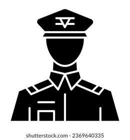 General solid icon. Commander vector illustration isolated on white. Veteran glyph style design, designed for web and app. Eps 10