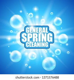General spring cleaning. Soap design product. Vector soap wash background; package design. Toilet or bathroom tub cleanser. Washing machine soap powder vector packaging template. Antibacterial soap