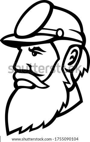 General Stonewall Jackson Head Mascot Black and White