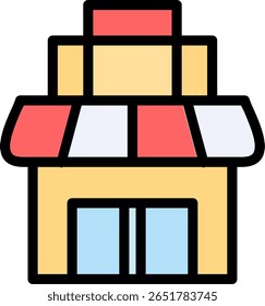 Línea de tienda general Diseño de icono lleno