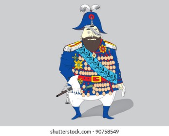 general with a sword and medals