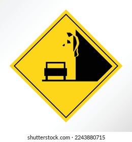 General traffic sign of beware of the landslide