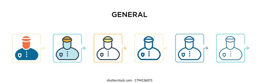 General vector icon in 6 different modern styles. Black, two colored general icons designed in filled, outline, line and stroke style. Vector illustration can be used for web, mobile, ui