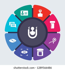 general vector template for infographics. Business concept with 9 options, steps, parts, segments. Banner infographic cycling diagram, round chart, user engagement, data, behavior icons