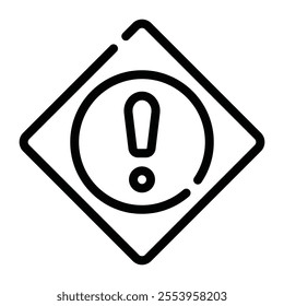 General warning sign icon, perfect for safety, caution, and hazard designs. Suitable for public and workplace themes.