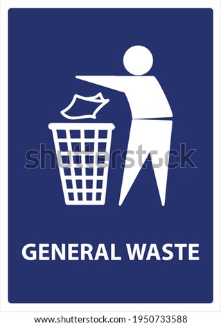 General waste blue and white text sign