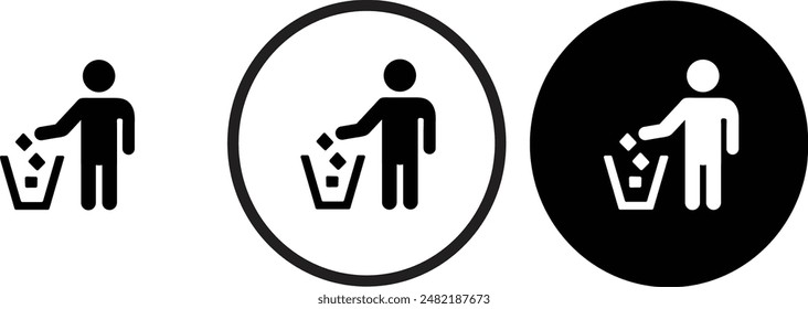 General Waste icon black outline logo for web site design 
and mobile dark mode apps 
Vector illustration on a white background