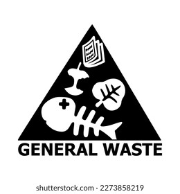 General waste icon. Template isolated on white background. 2D simple flat style graphic design. Can be used for any purposes. Vector EPS10 