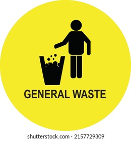 General waste sign vector illustration, waste basket general waste symbol isolated yellow background