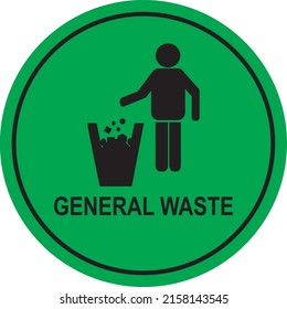 General waste sign vector illustration, waste basket general waste symbol isolated green background