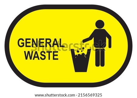General waste sign vector illustration, waste basket general waste symbol isolated yellow background