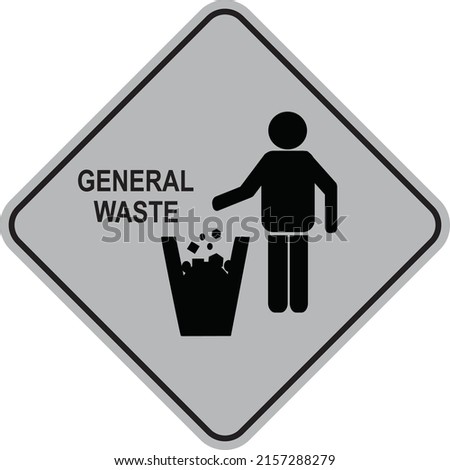 General waste sign vector illustration, waste basket general waste symbol isolated yellow background, litter sign