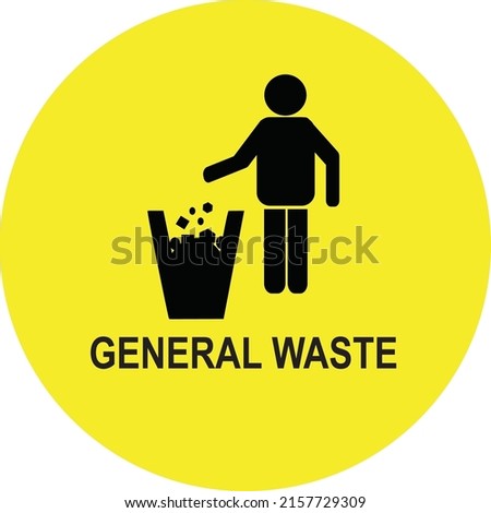 General waste sign vector illustration, waste basket general waste symbol isolated yellow background